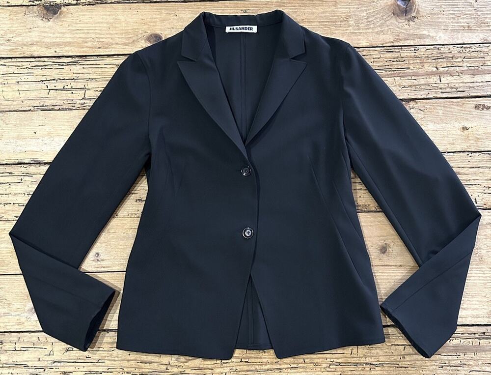 Jill Sander Women’s Size 38 Black 2 Button Blazer Jacket Made In Italy